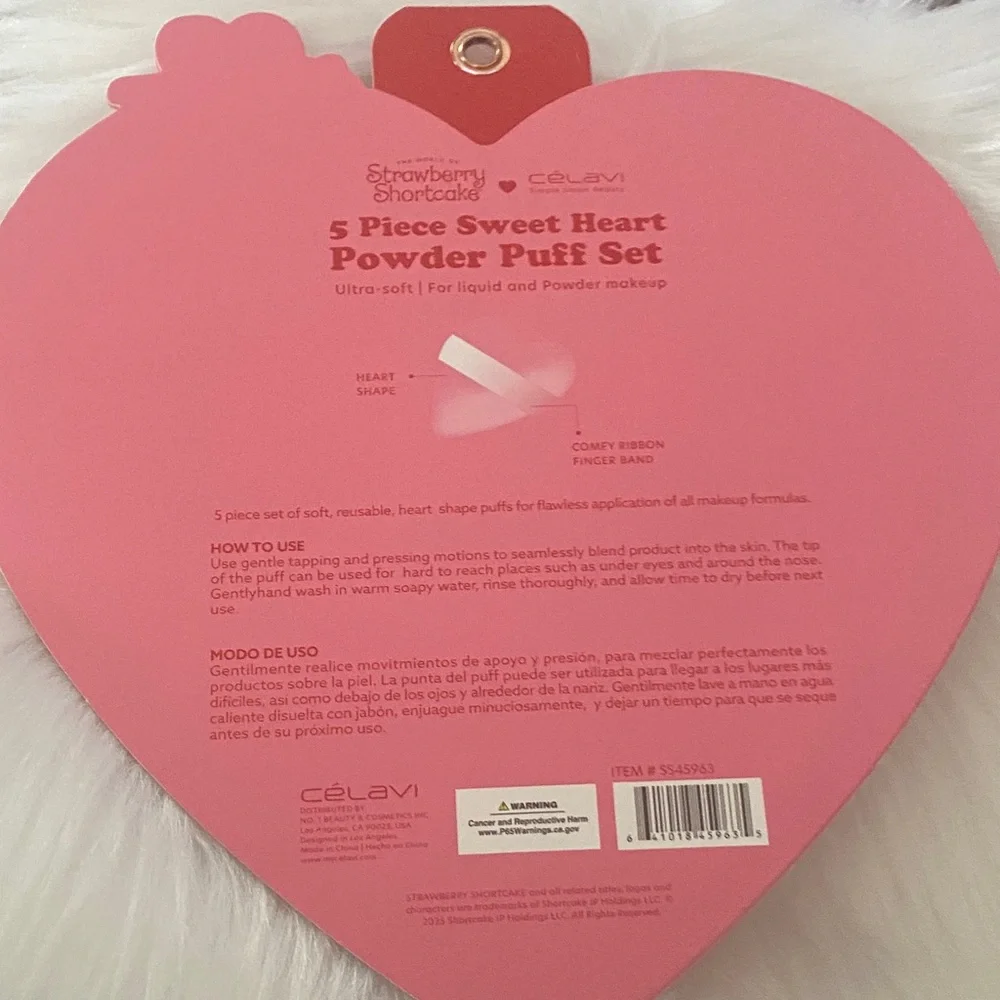 Strawberry Shortcake 5-Piece Heart Powder Puff Set - Pink & Red